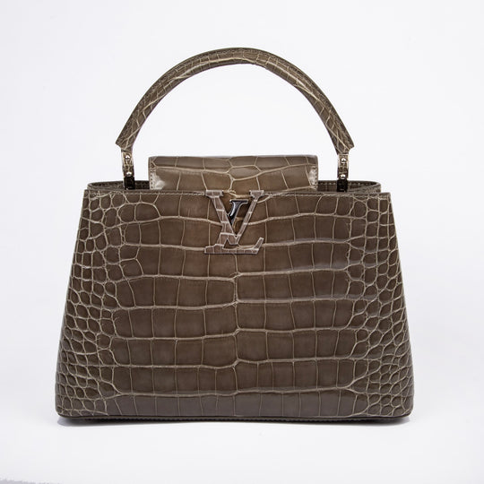 Louis Vuitton Alligator Capucines PM Gris Perle N94018