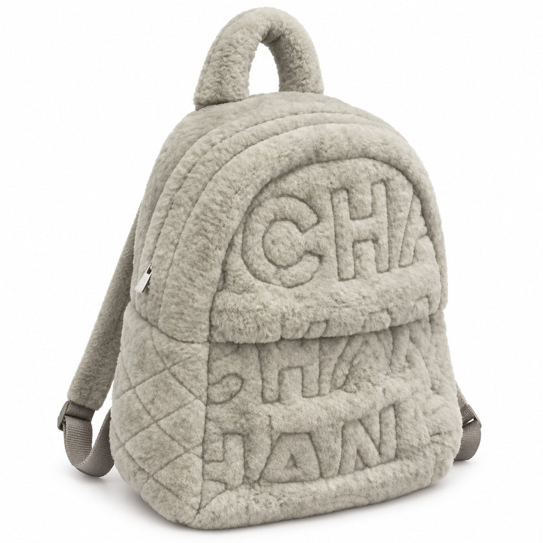 Chanel Shearling Backpack – White with Silver-Tone Hardware