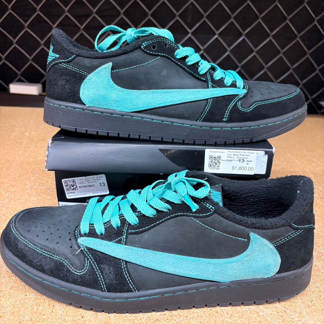 Travis Scott x Air Jordan 1 Low 'Black Phantom Tiffany' - Exclusive Custom (Men 13) Used