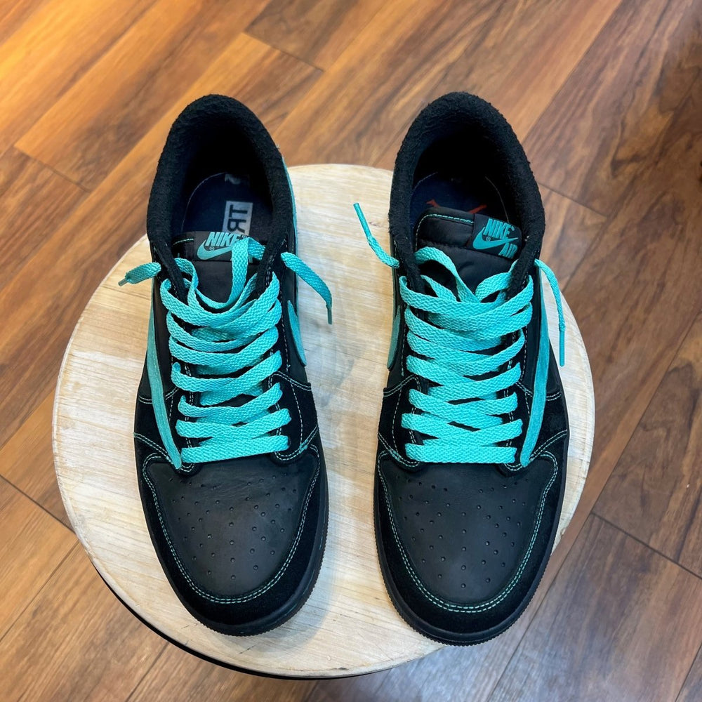 Travis Scott x Air Jordan 1 Low 'Black Phantom Tiffany' - Exclusive Custom - Sneakers - Jawns on Fire Sneakers & Shoes