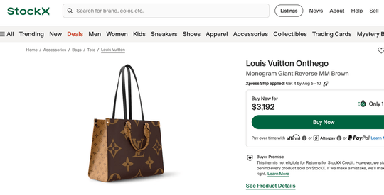 Louis Vuitton Onthego Monogram Giant Reverse MM Brown