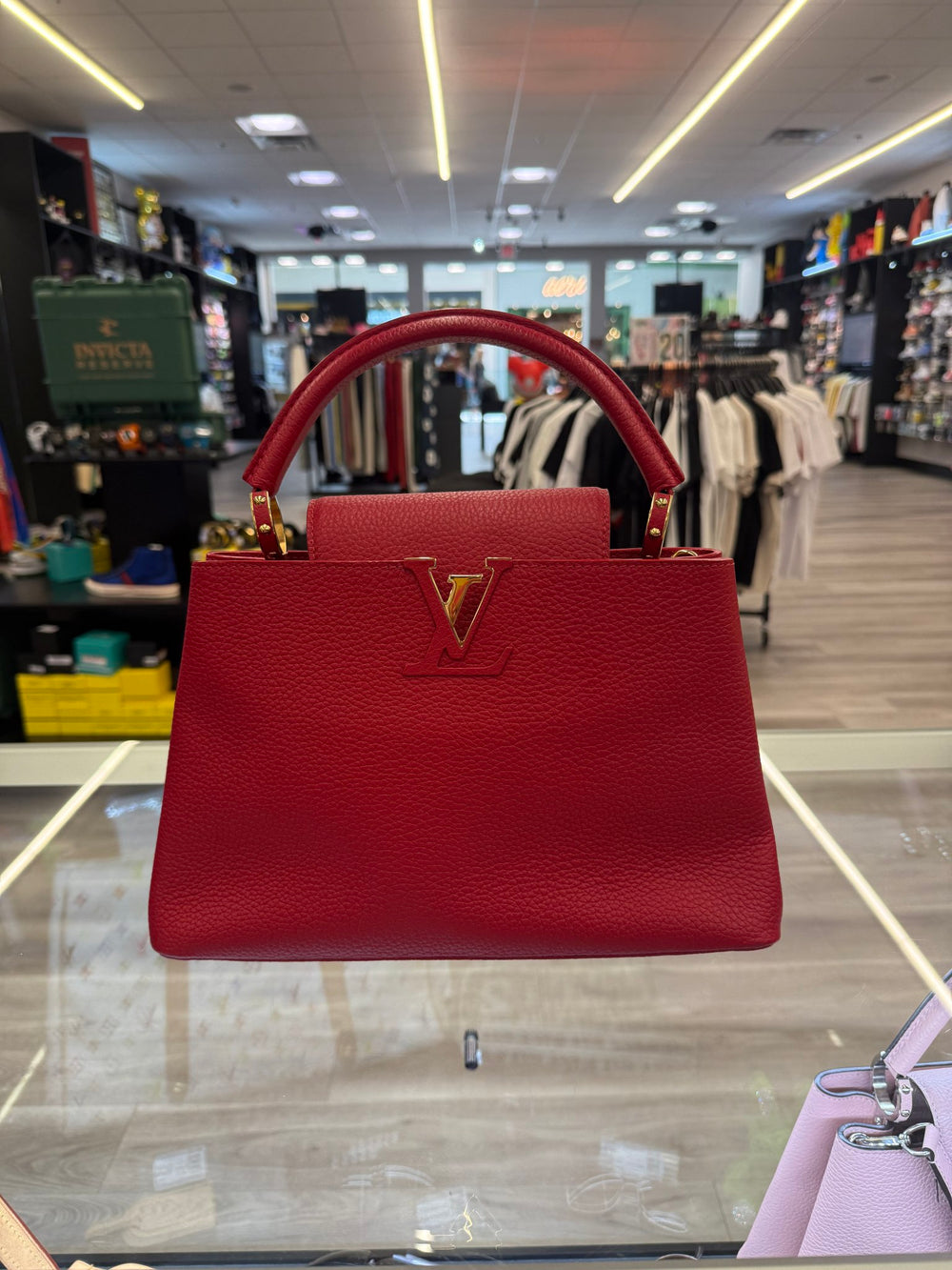 Louis Vuitton Capucine MM Taurillon Leather Top Handle Scarlet Bag M52689