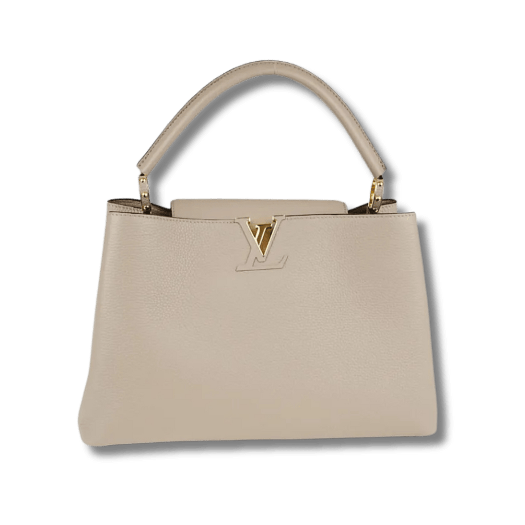 Louis Vuitton Taurillon Leather Capucines MM Bag Latte