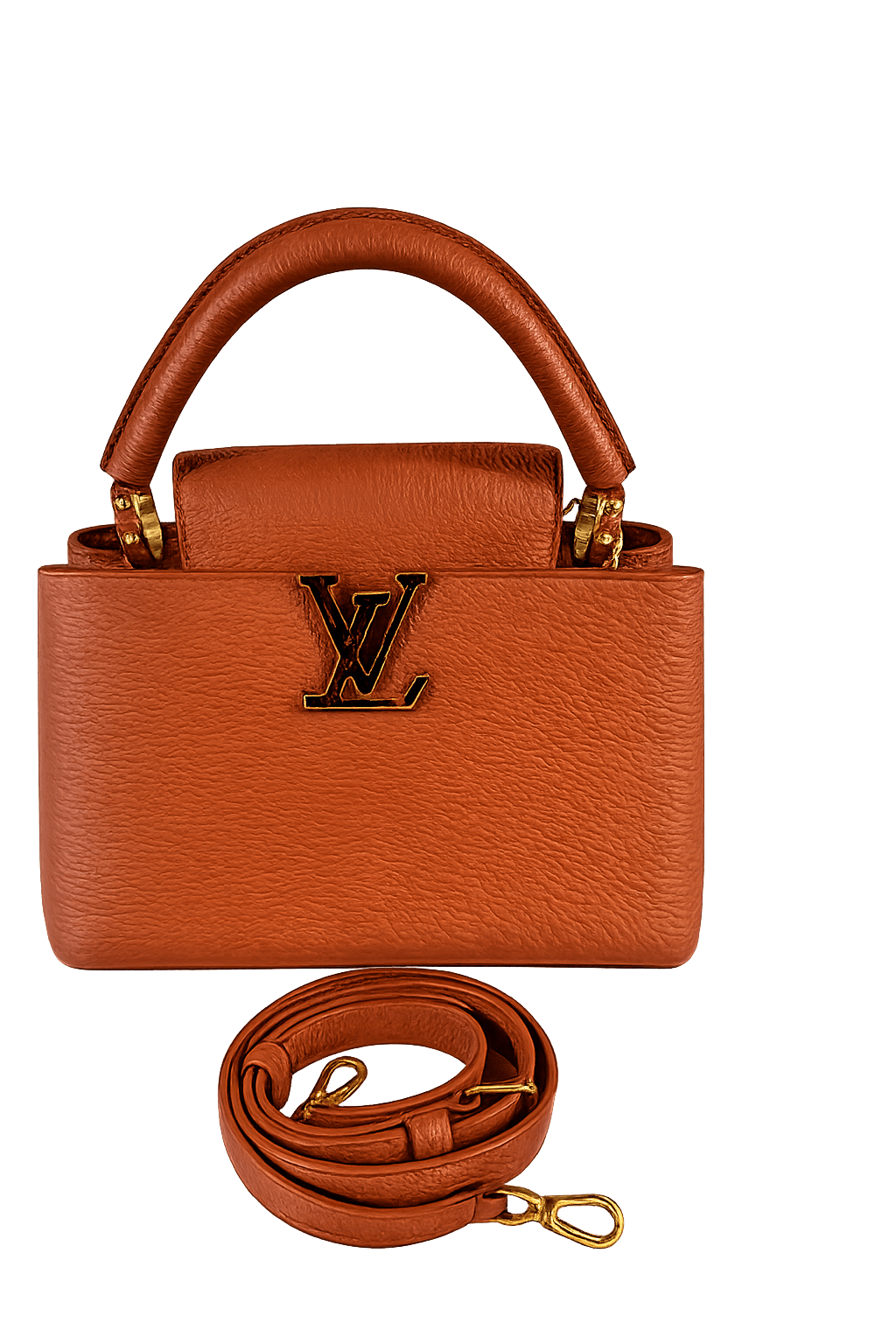 Louis Vuitton Capucine BB Taurillon Leather Shoulder Cognac