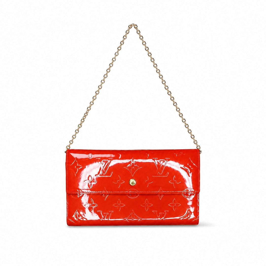 Louis Vuitton Monogram Vernis Chaîne Wallet in Pomme d’Amour Red