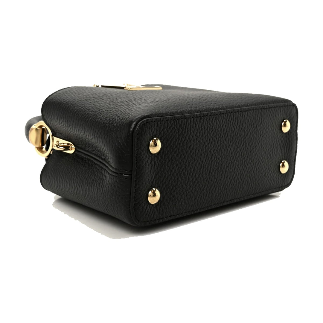 Louis Vuitton Capucine Mini MM Taurillon Leather Embellished Flower Black
