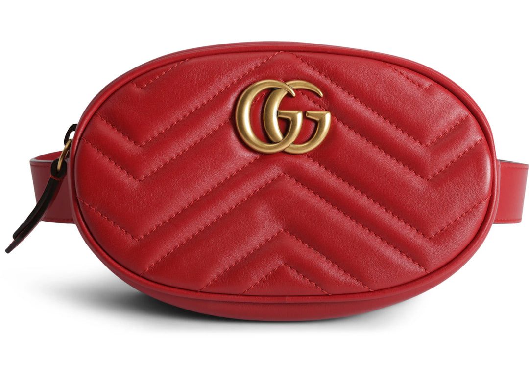 Gucci GG Marmont Belt Bag Matelasse Hibiscus Red