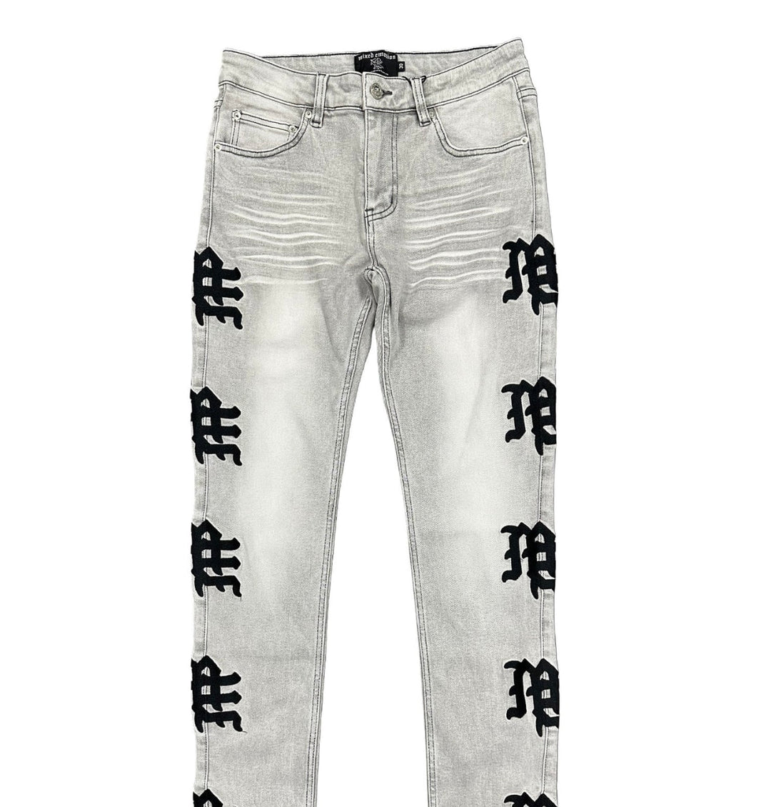 Mixed Emotions Monogram Denim Grey Wash Jeans