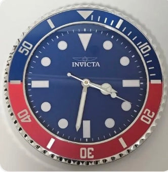 Invicta Pro Diver Wall Clock, Blue & Red Steel 70047