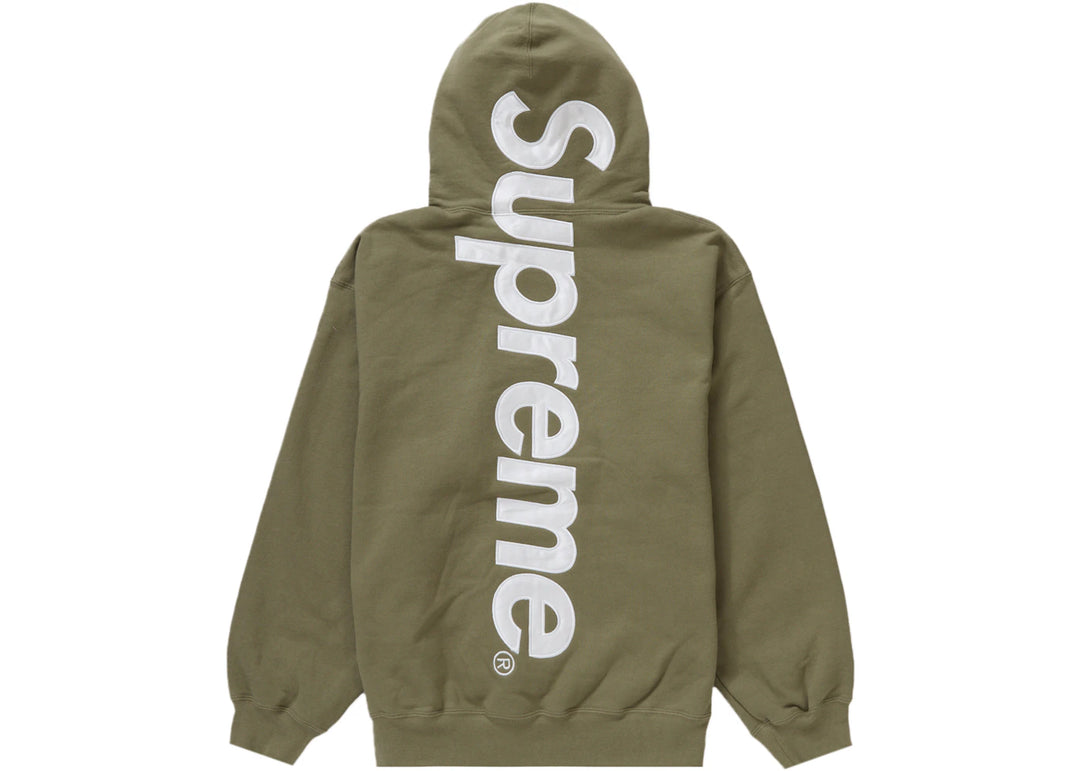 Supreme Satin Appliqué Hooded Sweatshirt (FW23) Light Olive