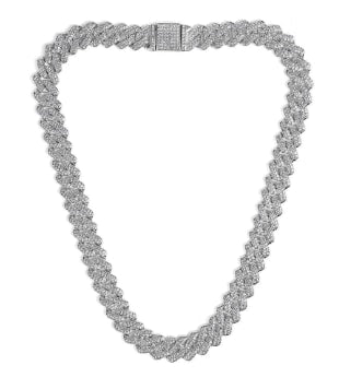 Invicta Elements Men's Iced out Cuban Chain Necklace, Silver 80825