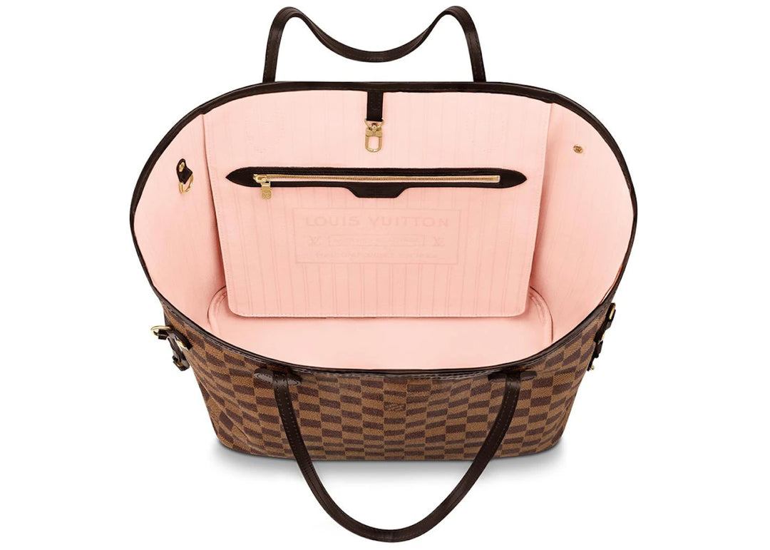 Louis Vuitton Neverfull Damier Ebene MM Rose Ballerina Lining