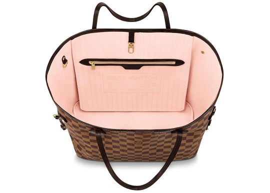 Louis Vuitton Neverfull Damier Ebene MM Rose Ballerina Lining