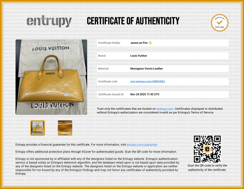 LV Louis Vuitton Wilshire PM in Yellow Vernis Leather