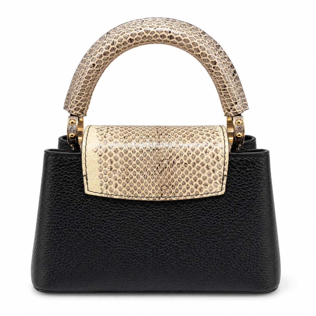 Louis Vuitton Capucines Mini Black Bag Leather with Snakeskin