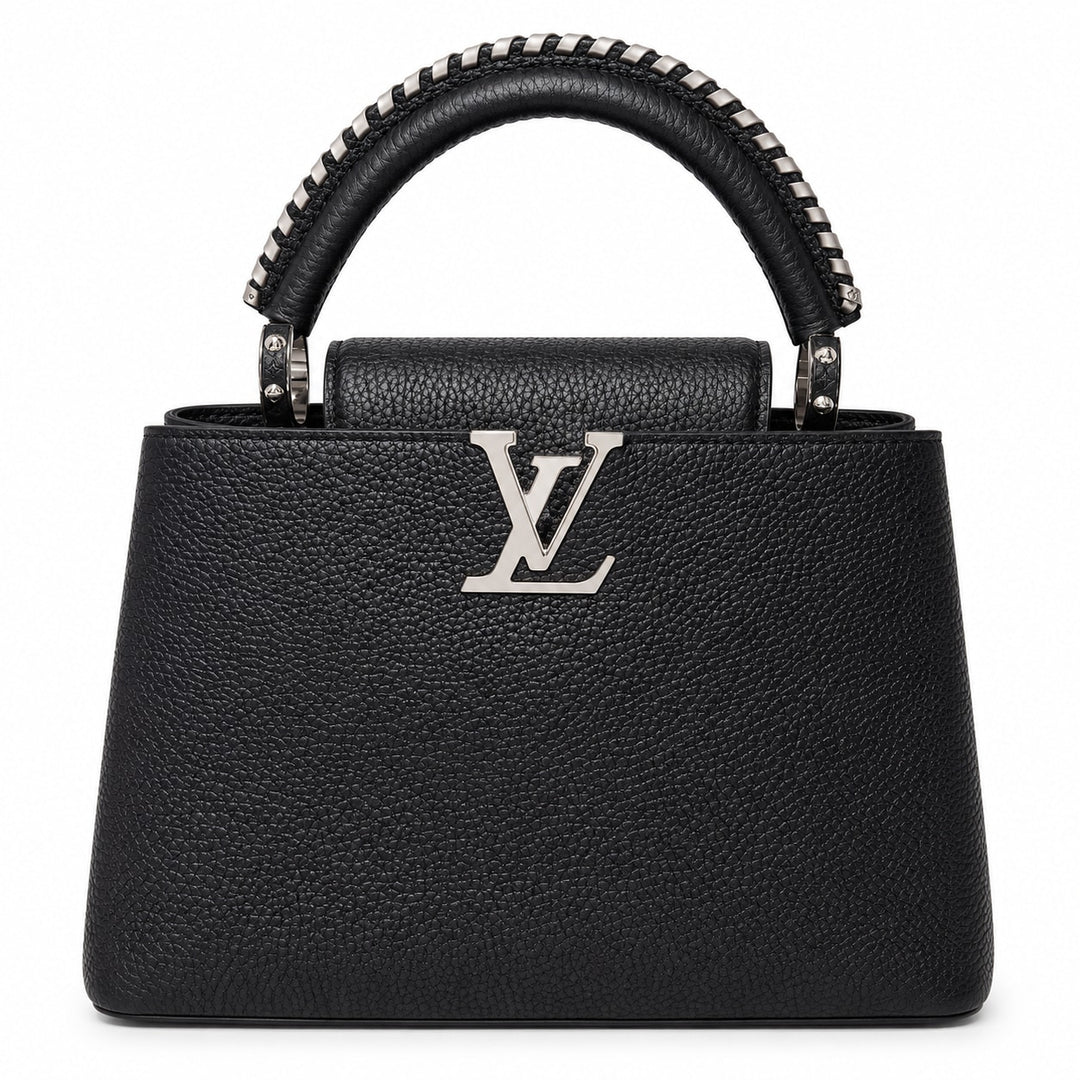 Louis Vuitton Capucine BB Black Taurillon Leather with Silver Handle