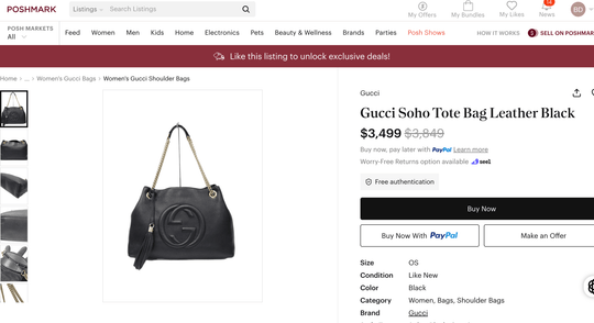 Gucci Soho Black Leather Tote