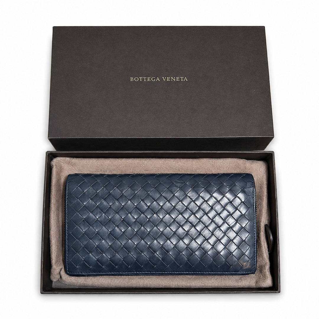 Bottega Veneta Intrecciato Long Bifold Wallet (Full Set)
