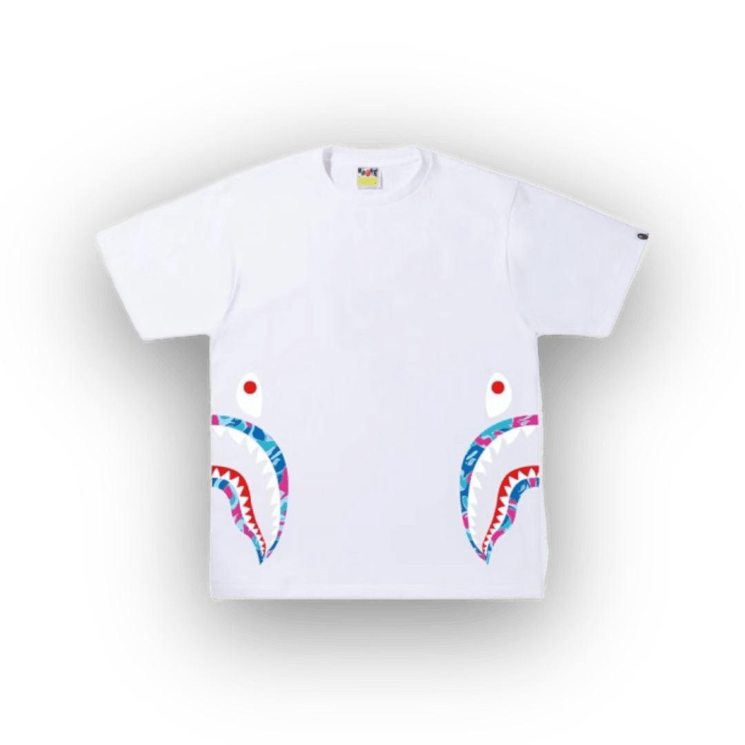 Bape BAPE Marble Camo Side Shark Tee White T Shirt Jawns on Fire