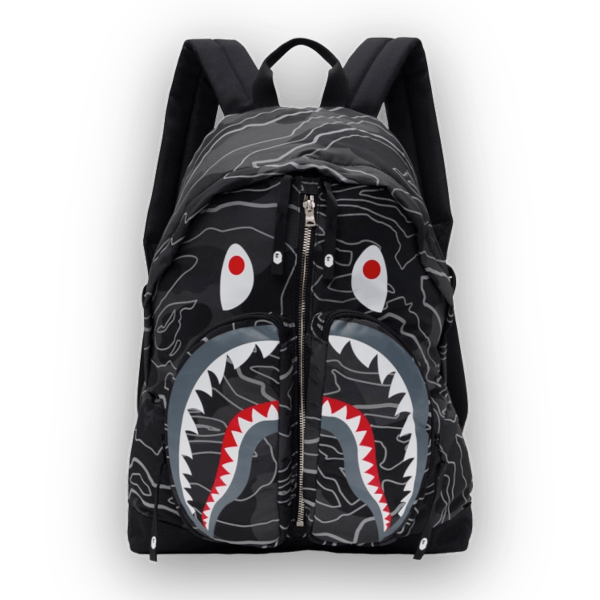 Black Layered Line Camo Shark Backpack - Back Pack - Jawns on Fire Sneakers & Streetwear