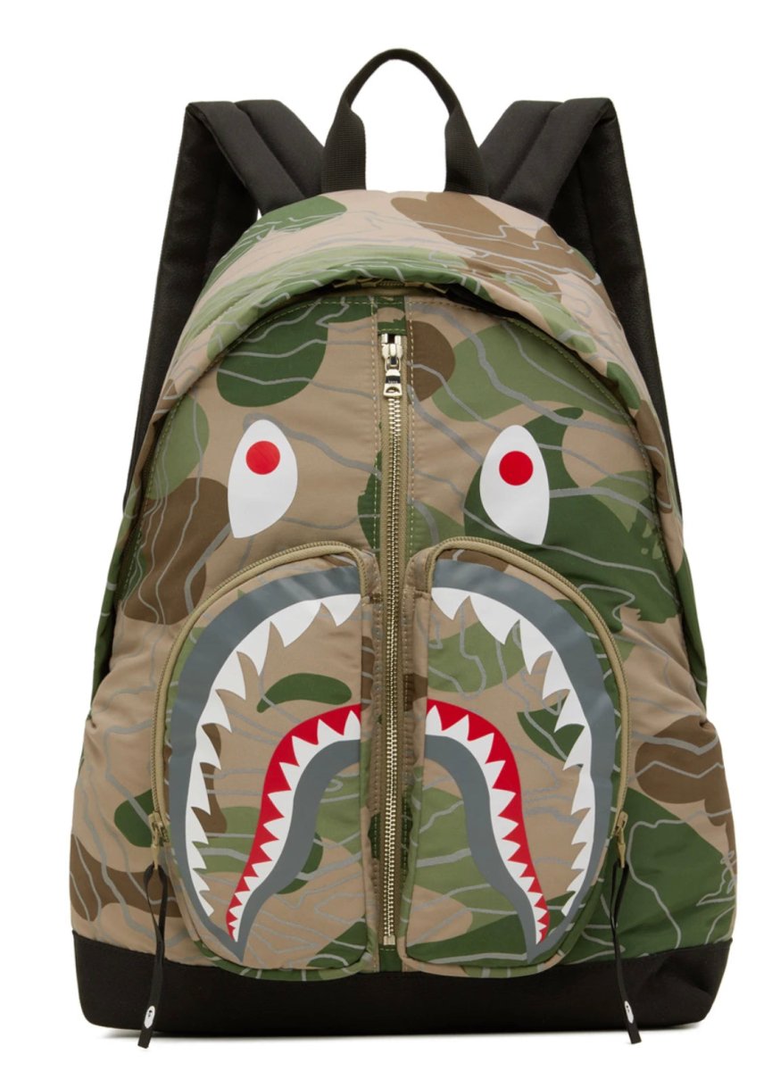 Green Layered Line Camo Shark Backpack - Back Pack - Jawns on Fire Sneakers & Streetwear