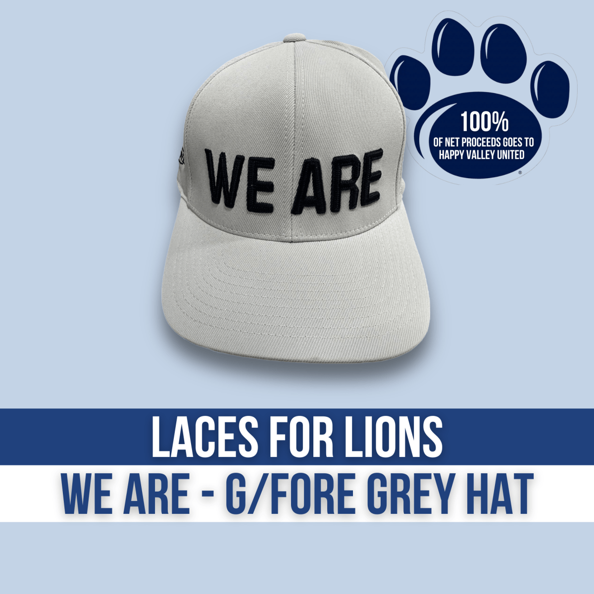 Laces for Lions Grey "WE ARE" Happy Valley United G/FORE 110 Hat - Hats - Jawns on Fire Sneakers & Streetwear