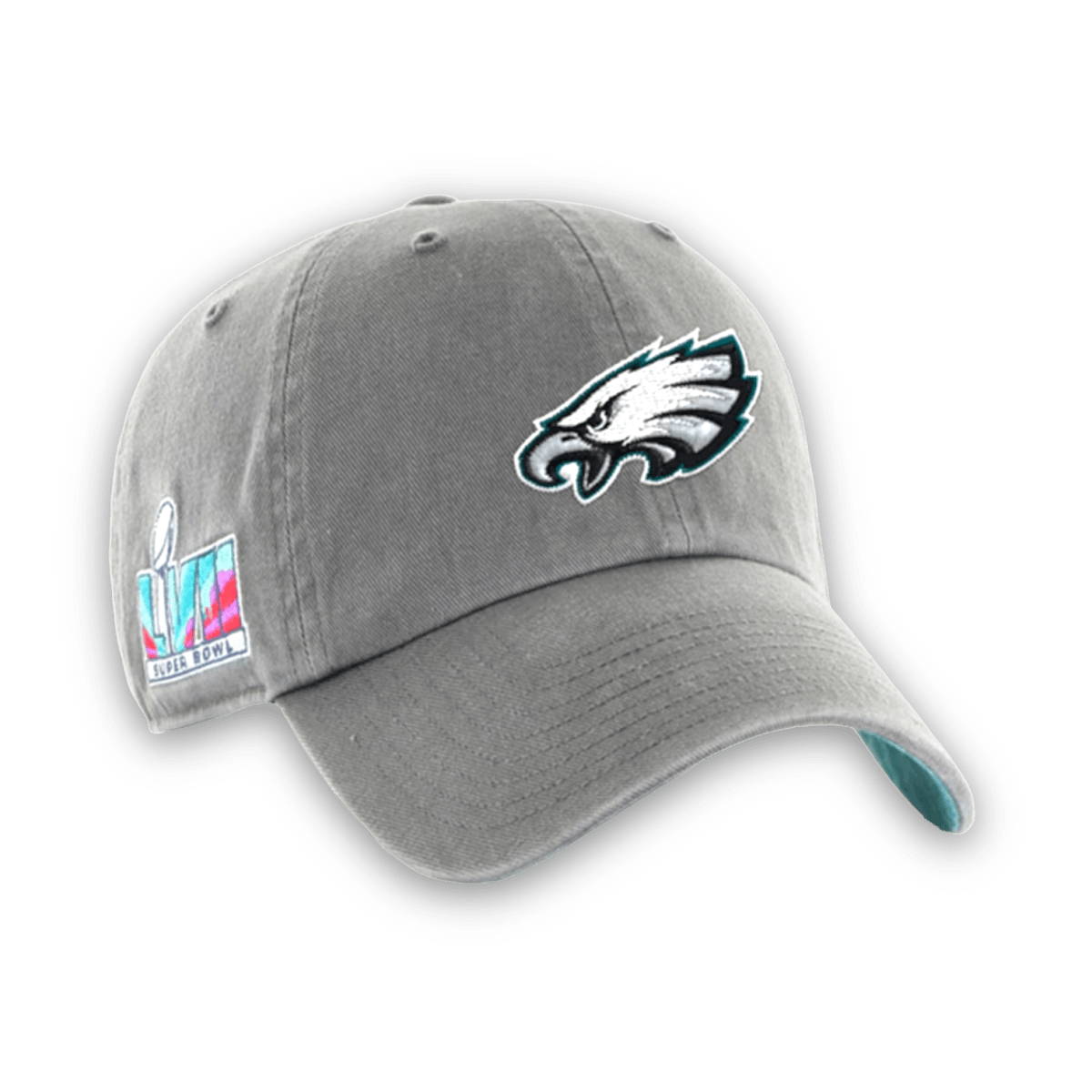 Eagles '47 Charcoal Super Bowl LVII Side Patch Clean Up Adjustable Hat - Sweatshirt - Jawns On Fire - Jawns on Fire