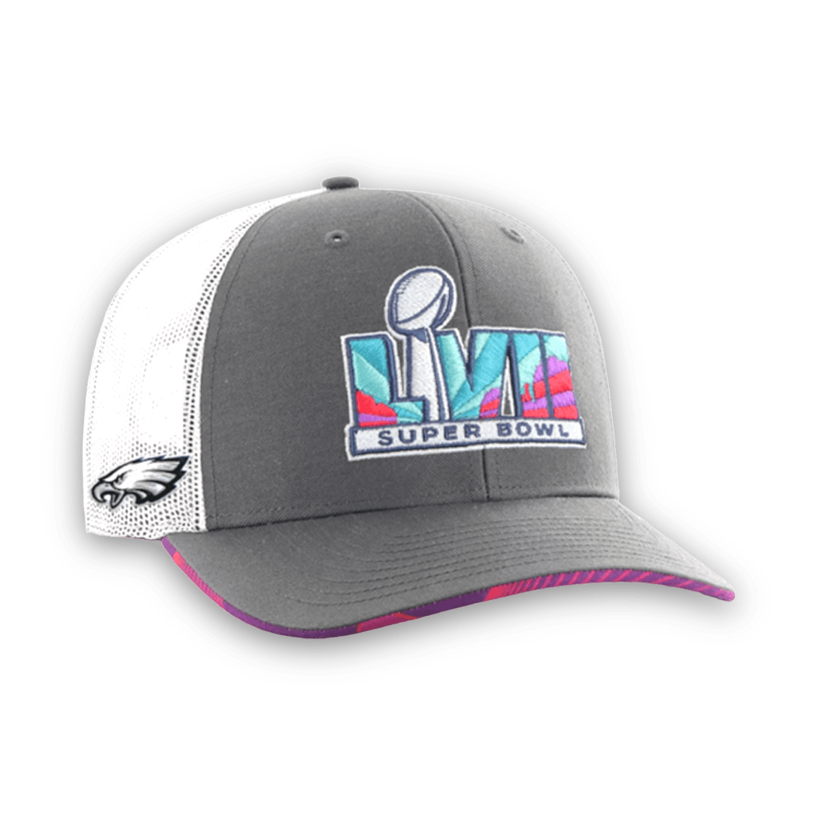 Eagles '47 Charcoal/White Super Bowl LVII Striation Trucker Adjustable Hat - Sweatshirt - Jawns On Fire - Jawns on Fire - sneakers