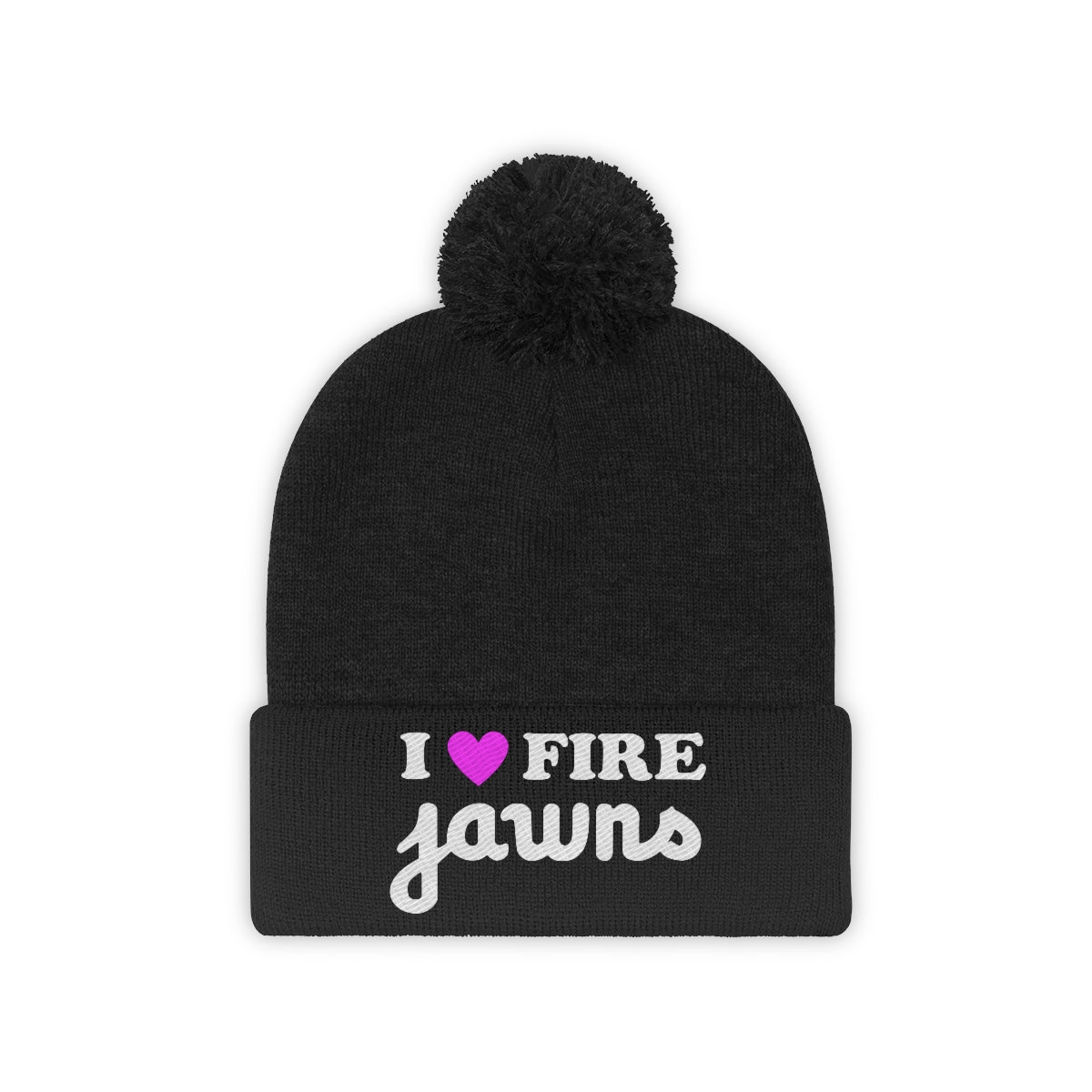 I ❤️ Fire Jawns Embroidered Pom Pom Beanie - Hats - Jawns On Fire - Jawns on Fire