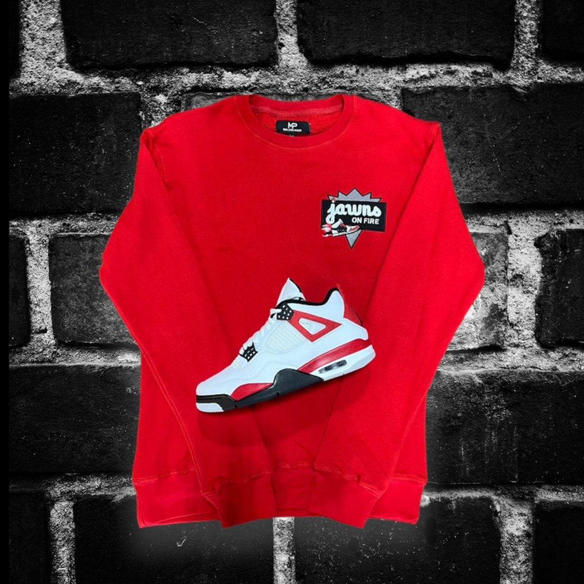 Jawns on Fire French Terry Crew by Major Prep Apparel - Red - Sweatshirt - Jawns on Fire - Jawns on Fire - sneakers