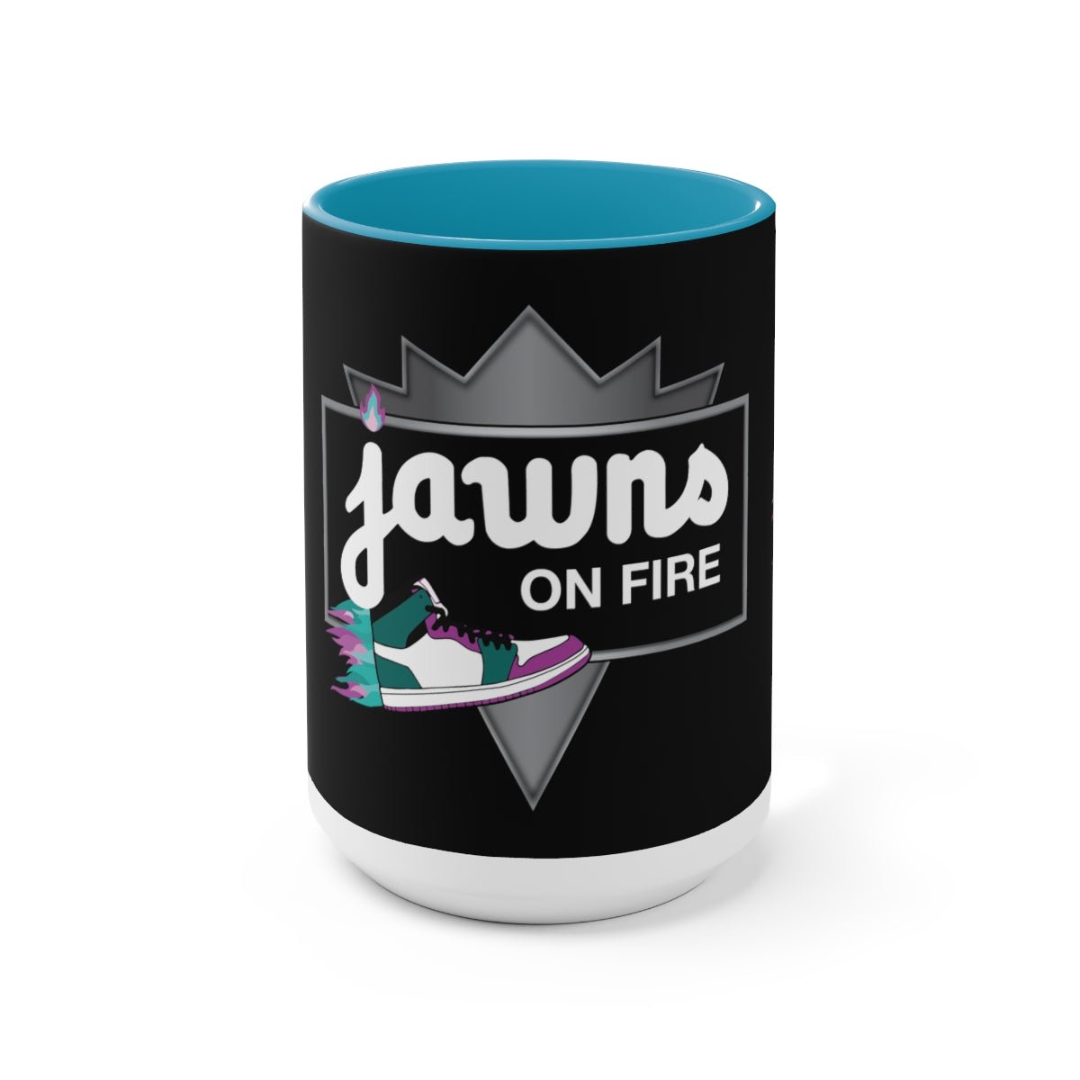 Jawns on Fire Two-Tone Multi Logo Coffee Mugs, 15oz - Mug - Jawns on Fire Sneakers & Streetwear