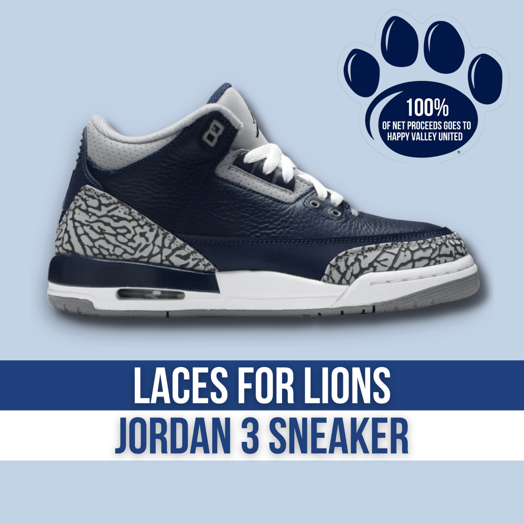 Laces for Lions Air Jordan 3 Retro Navy & Silver - Mid Sneaker - Jawns on Fire Sneakers & Shoes
