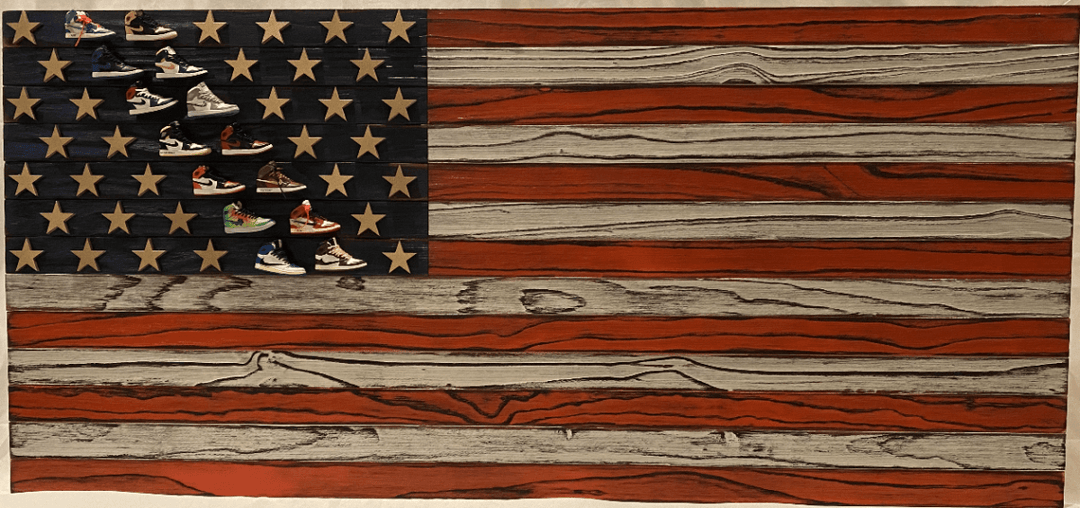 Custom Wood Art - American Flag - Custom Wood Art - Jawns on Fire Sneakers & Shoes