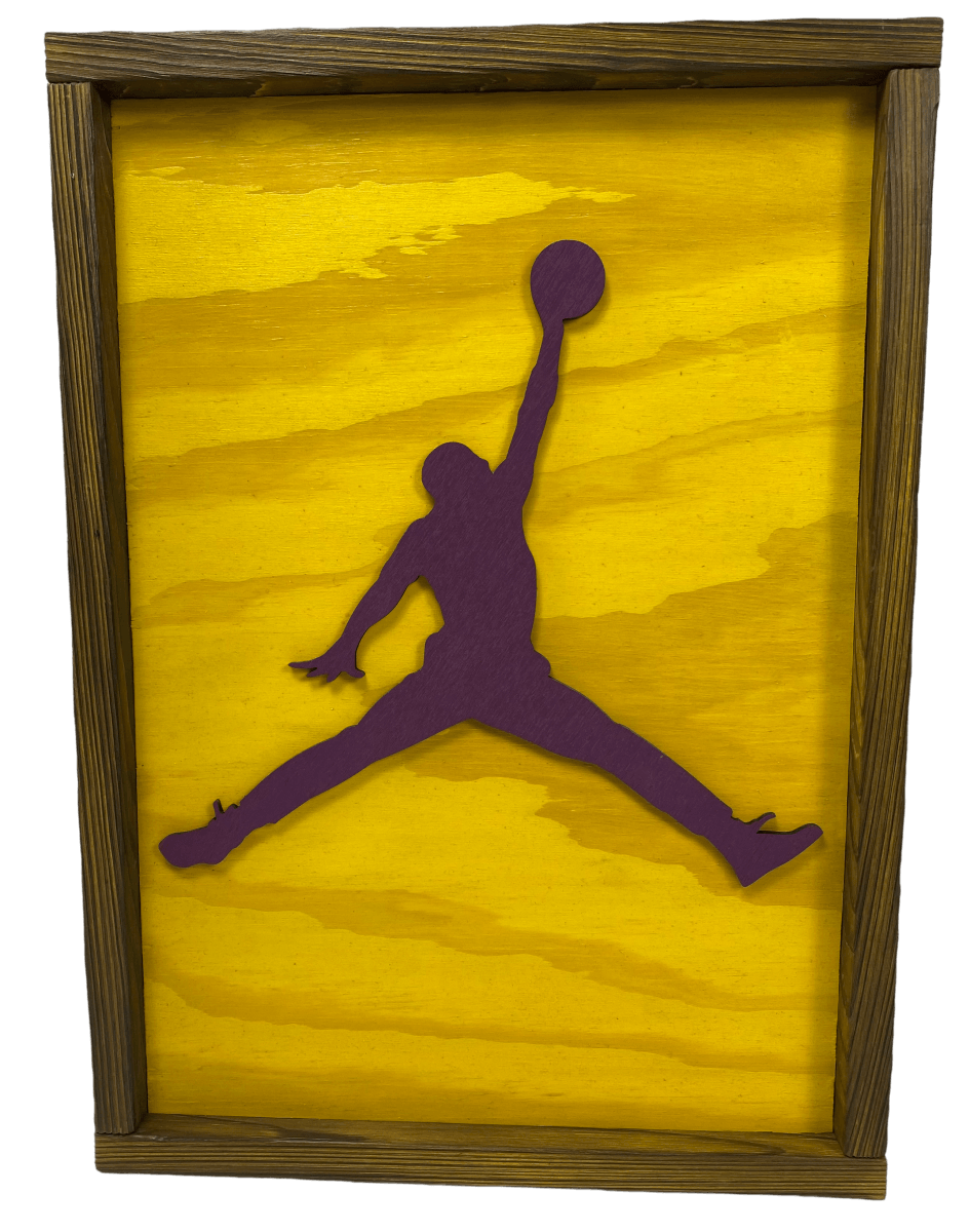 Custom Wood Art - Jump Man Lakers - Custom Wood Art - Marlon - Jawns on Fire