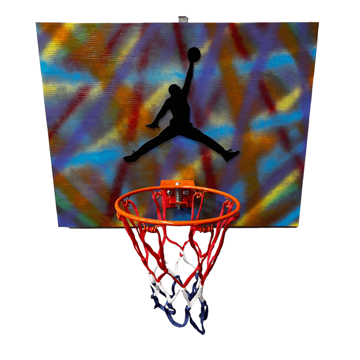 Custom Wood Art - Multi Color Jumpman Basketball Backboard - Custom Wood Art - Marlon - Jawns on Fire