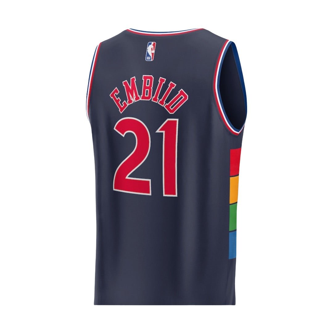 76ers 2021/22 Swingman Custom Jersey Joel Embiid - City Edition - Navy - Jersey - Jawns on Fire Sneakers & Shoes