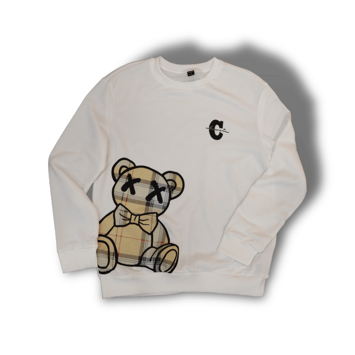 Bear Print White Sweatshirt - sneaker - Hoodie - Shein - Jawns on Fire