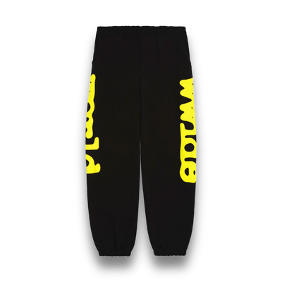 Sp5der Sweat Pants 'Beluga' Black & Yellow - Sweatpants - Jawns on Fire Sneakers & Streetwear