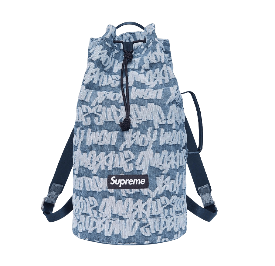 Supreme Fat Tip Jacquard Denim Backpack In Blue