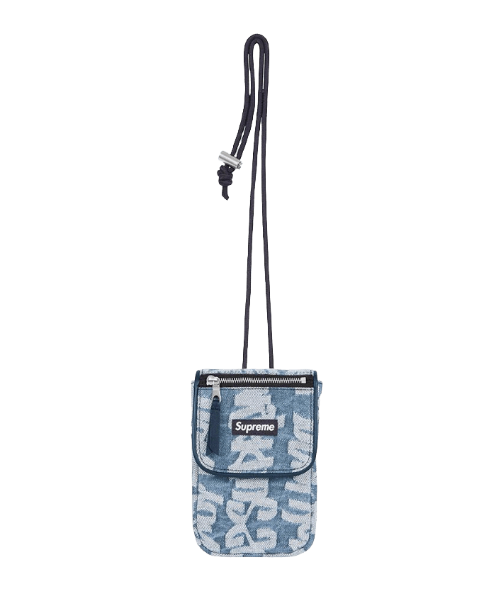 Supreme Fat Tip Jacquard Denim Neck Pouch - Blue - Neck Pouch - Jawns on Fire Sneakers & Streetwear