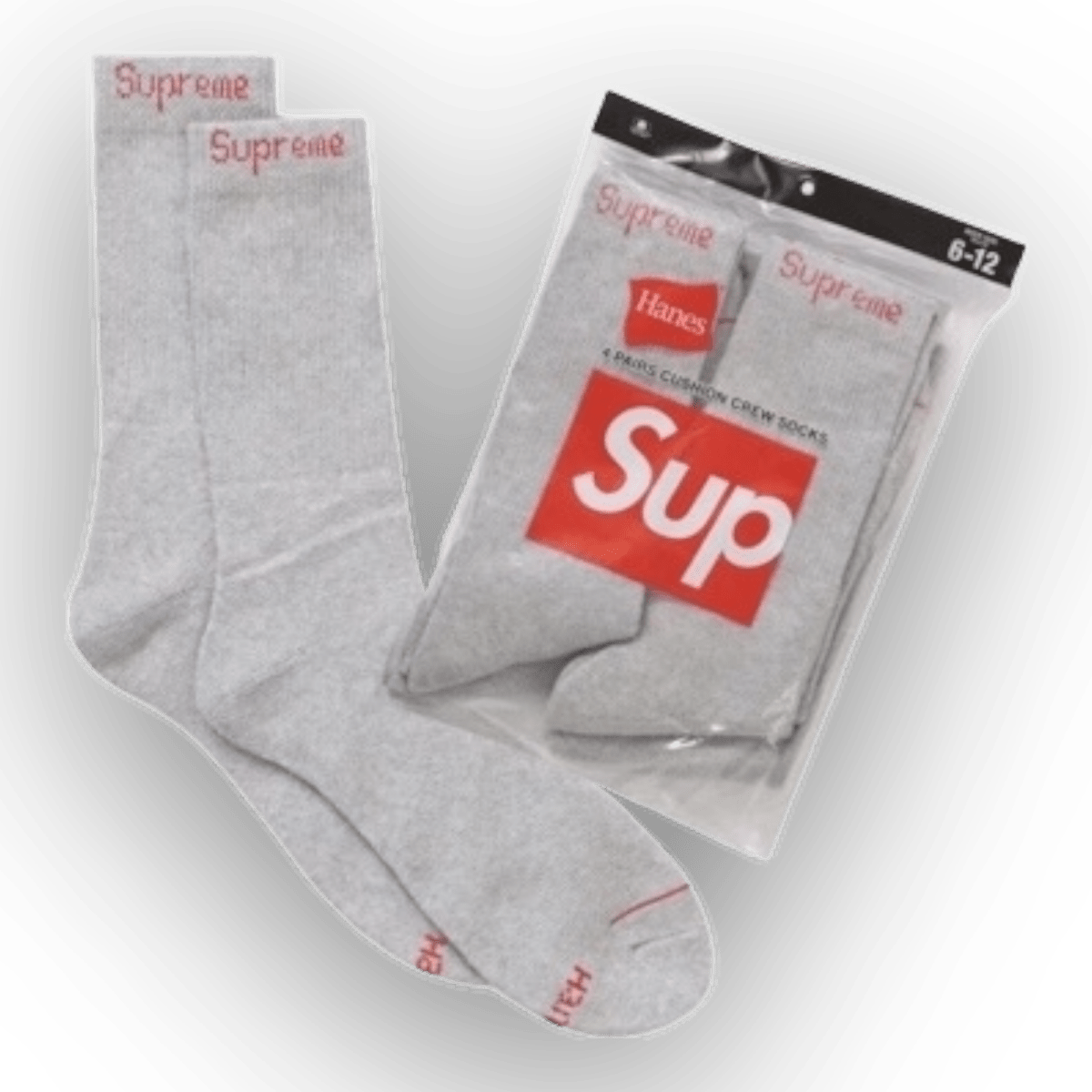 Supreme Hanes Crew Socks Grey (4 Pack) - Outerwear - Jawns on Fire Sneakers & Streetwear